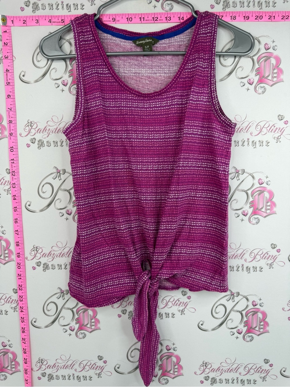 Tommy Bahama Magenta Pink Striped Tie-Front Knit Tank